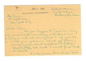 Letter from Louise Speir to Crisis