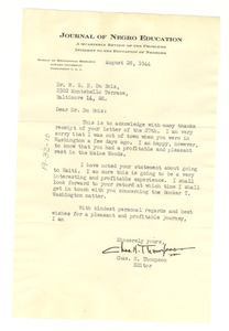 Letter from Charles H. Thompson to W. E. B. Du Bois
