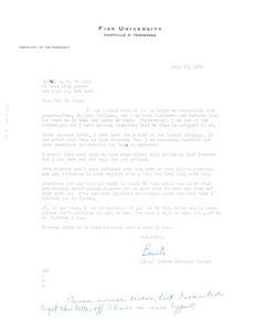 Letter from Bonita Harrison Valien to W. E. B. Du Bois