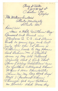 Letter from Perry D. Tarte to W. E. B. Du Bois