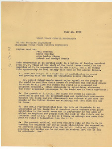 Memorandum from Holland Roberts to the American Delegation of the Stockholm World Peace Council Conference