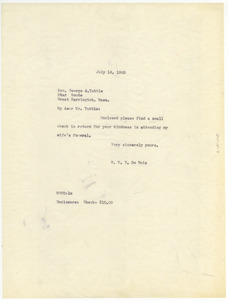Letter from W. E. B. Du Bois to George A. Tuttle