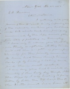 Letter from George W. Benson to Erasmus Darwin Hudson