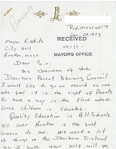 Letter to Mayor Kevin White