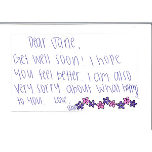 Card for Jane Richard from Sylvania, Ohio student