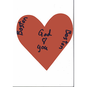 "God Loves You" card card from a California student