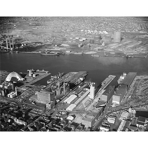 Charlestown Waterfront, left to right, American Sugar, Revere Sugar, Wiggins Terminal, Massachusetts Port Authority, Boston, MA