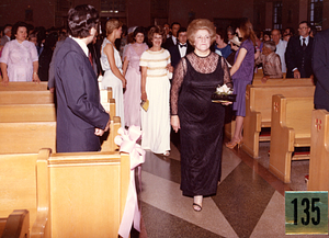 Gladys Picanso walking to pew in Saint Anthony's