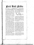 Ford Hall Forum Folks newsletter, vol. 1, no. 1, 12/29/1912