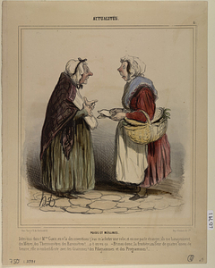 POIDS ET MESURES. Dites moi donc! Mme. Gavin, en v'la des inventions! j'vas m'acheter une robe, et on me parle étranger; ils me baragouinent des Mêtres, des Thermomètres, des Baromètres!... a-t-on vu ça. - Et moi donc, la fruitière au lieu de quatre onces de beurre, elle m'emberlificote avec des Grammes! des Filagrammes et des Programmes!....