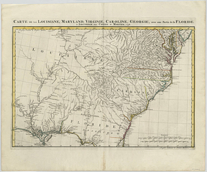 Carte de la Louisiane, Maryland, Virginia, Caroline, Georgie, avec une partie de la Floride