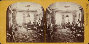 Interior view, possibly of the home of Rev. Robert Cassie Waterston and Anna Lowell Cabot Quincy Waterston at 71 Chester Square, Boston, Mass.