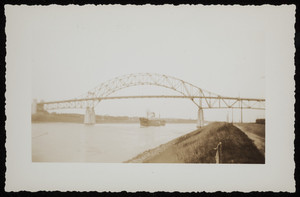 Ship passing under the Bourne Bridge