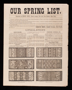 Our spring list, published by Ehrich Bros., Eighth Avenue, 24th and 25th Streets, New York, New York