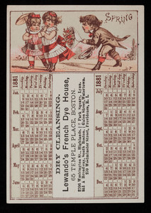 Calendar, Lewando's French Dye House, 65 Temple Place, Boston, Mass., undated