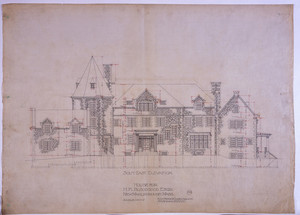 Southeast elevation drawing of the H.K. Bloodgood House, New Marlborough, Mass., 1906-07