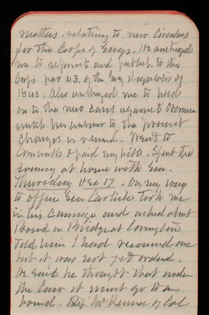 Thomas Lincoln Casey Notebook, October 1891-December 1891, 87, matters relating to new [illegible] for the Corps