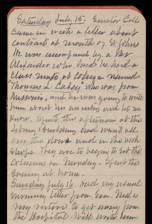 Thomas Lincoln Casey Notebook, May 1893-August 1893, 79, Saturday July 15