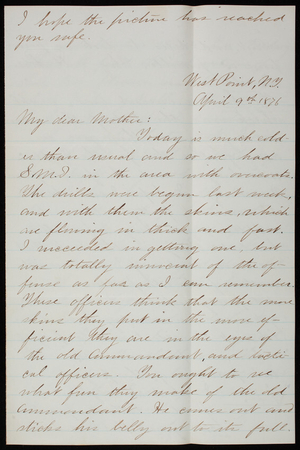 Thomas Lincoln Casey, Jr. to Emma Weir Casey, April 9, 1876; April 10, 1876
