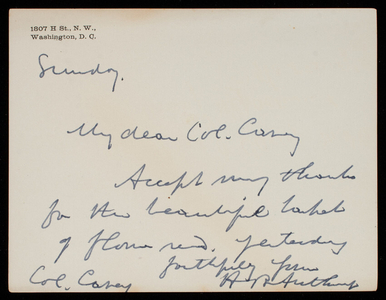 [Henry] B. Anthony to Thomas Lincoln Casey, undated [July 1881]
