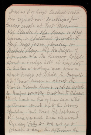 Thomas Lincoln Casey Notebook, November 1894-March 1895, 127, Davis C of Engr called with