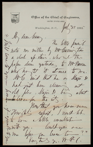 William [P.] Craighill to Thomas Lincoln Casey, July 31, 1895