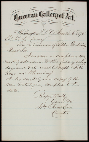 [William] MacLeod to Thomas Lincoln Casey, March 6, 1878