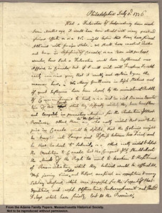 Letter from John Adams to Abigail Adams, 3 July 1776