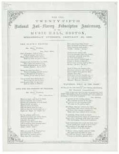 For the Twenty-Fifth National Anti-Slavery Subscription Anniversary, at the Music Hall, Boston, Wednesday Evening, January 26, 1859