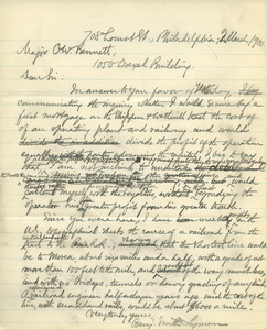 Letter from Benjamin Smith Lyman to Major O. W. Bennett