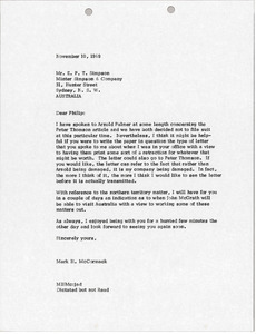 Letter from Mark H. McCormack to E. Philip T. Simpson