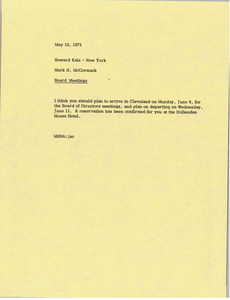 Memorandum from Mark H. McCormack to Howard Katz