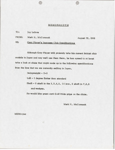 Memorandum from Mark H. McCormack to Jay Lafave