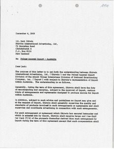 Letter from Arnold Palmer Enterprises to Jack Urlwin