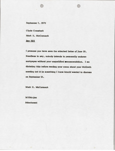 Memorandum from Mark H. McCormack to Clyde Comstock