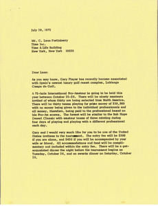 Letter from Mark H. McCormack to C. Lane Fortinberry