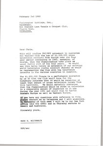 Fax from Mark H. McCormack to Chris Gorringe