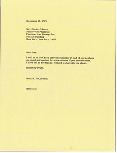 Letter from Mark H. McCormack to Dan A. Colussy