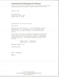 Letter from Mark H. McCormack to Chris Neery