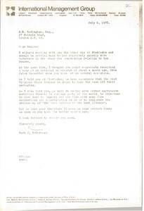 Letter from Mark H. McCormack to Ronald Hadingham