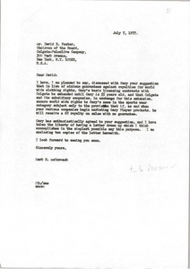 Letter from Mark H. McCormack to David R. Foster