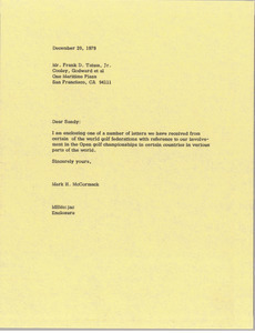 Letter from Mark H. McCormack to Frank D. Tatum