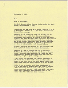 Memorandum from Mark H. McCormack to travel file