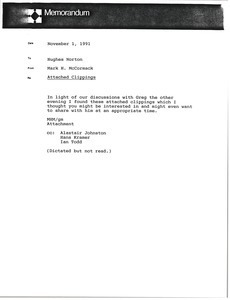 Memorandum from Mark H. McCormack to Hughes Norton