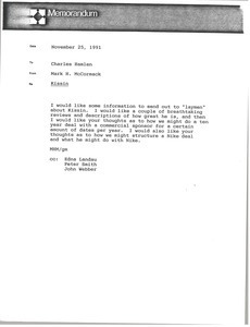 Memorandum from Mark H. McCormack to Charles Hamlen