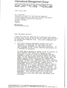 Letter from Mark H. McCormack to V. Smirnov