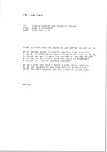 Fax from Mark H. McCormack to Fumiko Matsuki