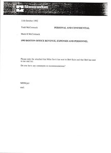 Memorandum from Mark H. McCormack to Todd McCormack