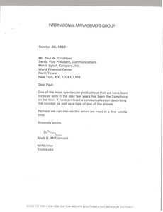 Letter from Mark H. McCormack to Paul. J. Critchlow