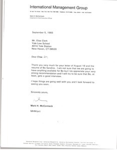 Letter from Mark H. McCormack to Elias Clark